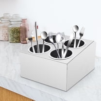 4-Hole Stainless Steel Flatware Utensil Organizer, Commercial Home Kitchen Storage Holder