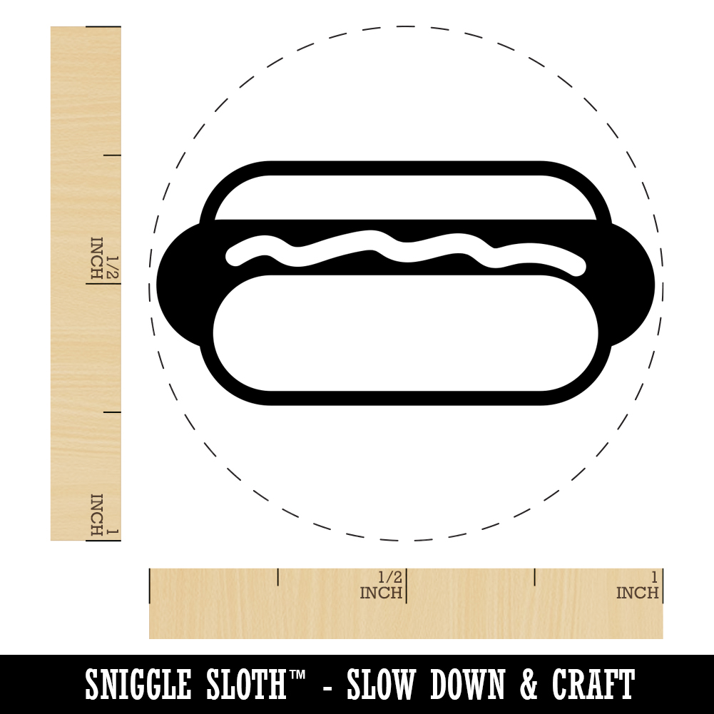 Yummy Hot Dog Self-Inking Rubber Stamp Ink Stamper - Green Ink - Medium 1 Inch