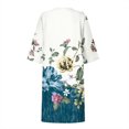 thumbnail image 4 of Wycnly Womens Dresses Beach Comfy Breathable Cotton Linen Loose Tunic Midi Sundress Summer Floral Print V-Neck Elbow-Length Formal Knee-Length Dress Navy l, 4 of 5