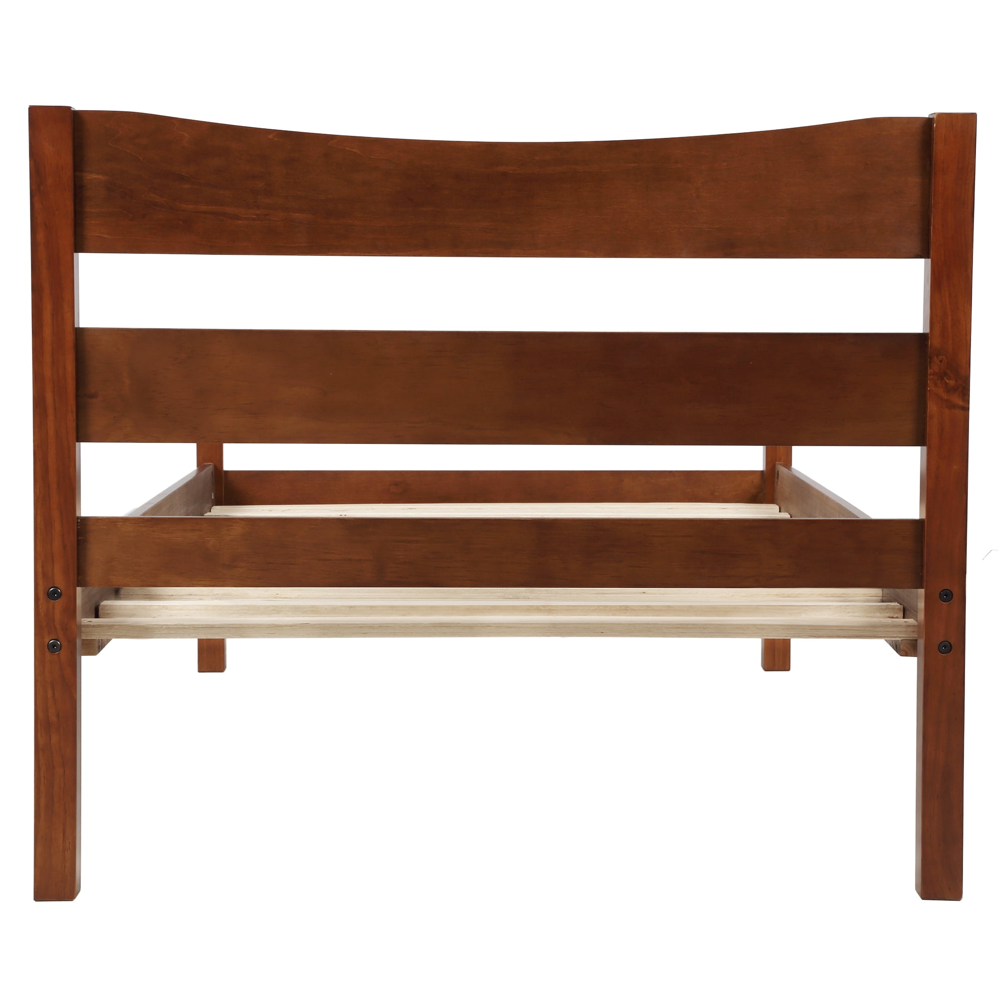 Holaki Wood Twin Size Bed with Headboard for Kids, Walnut