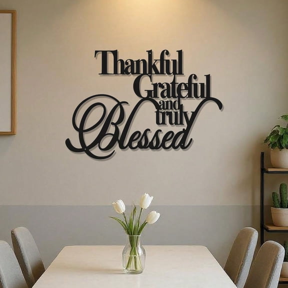 HELLOYOUNG Thankful Grateful Blessed Metal Wall Art Farmhouse Sign Rustic Home Decor Xmas Halloween Gift