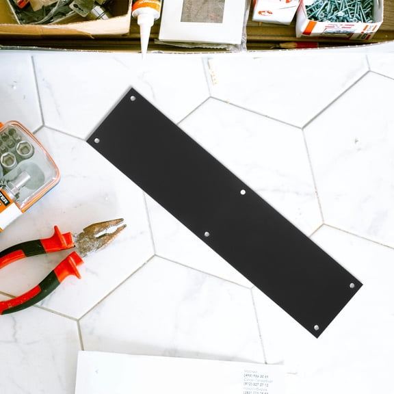 Mobestech Black Stainless Steel Door Kick Plate Cover for Home - , Easy to Install, Scratch and Damage Resistant