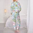 thumbnail image 3 of Pajama Sets for Women 2 Pcs, Plaid Cartoon Rabbit Radish Button Down Long Sleeve Sleepwear Lounge PJ Sets, 3 of 6