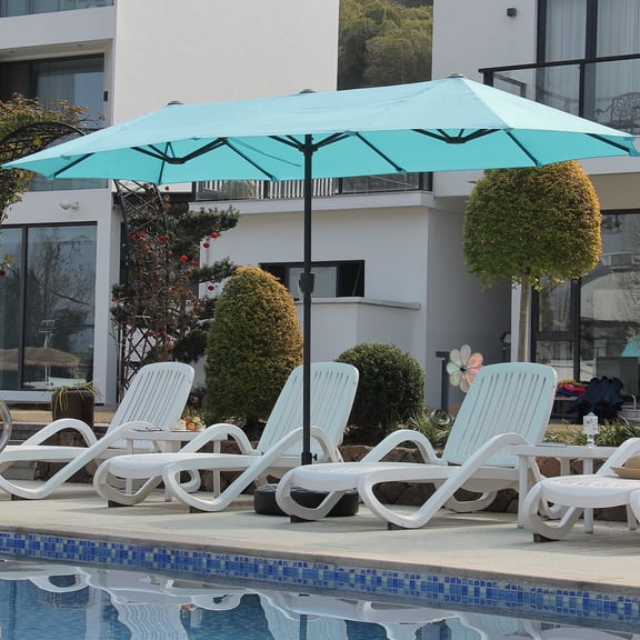 Autlaycil 13ft Patio Umbrella,Extra Large Umbrella with Crank, for Outdoor, Market, Beach, Garden, Yard, Party, Blue