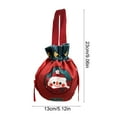 thumbnail image 3 of Matoen Christmas Drawstring Gift Bag with Santa Snowflake Snowman Print, Reusable Cloth Favor Bag for Holiday Party Supplies & Candy Storage, 3 of 6