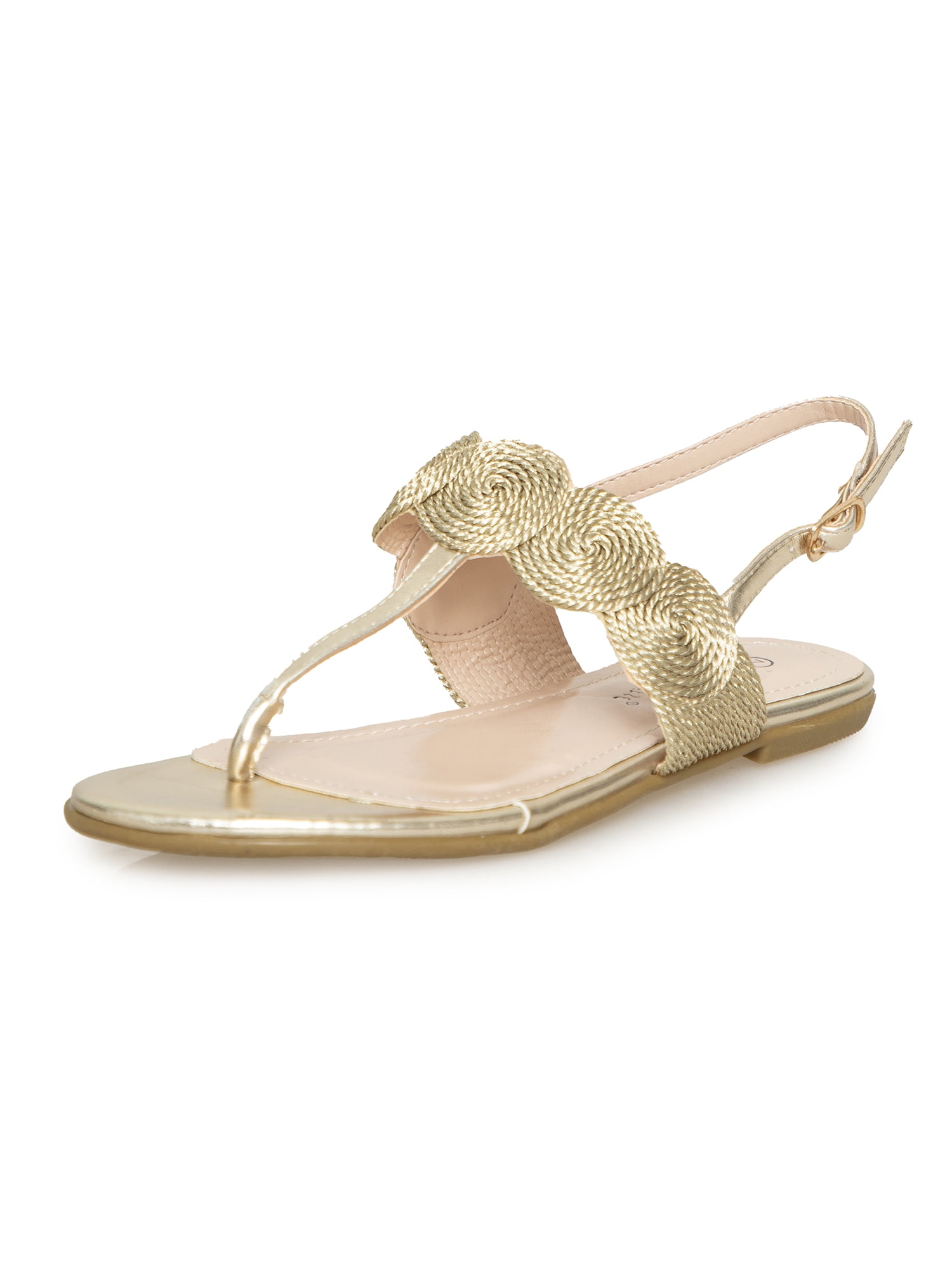 womens metallic flat sandals
