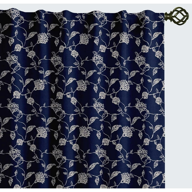 Vargottam Cotton Rod Pocket/Back Tab Curtains - 96" Floor-Length Drapes for Long Doors or Large Windows - Light Filtering, 3-in-1 Header - Set of 2, 52"x96" - Pasley Pattern (Blue)