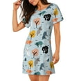 thumbnail image 2 of Naloa Elephant Tree Print Women Nightgowns,Womens Loungewear,Short Sleeve Sleepwear,Comfy Ladies Nightdress, 2 of 6