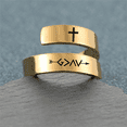 thumbnail image 4 of Religious Women Men's 18K Gold Plated Cross Cuff Ring, God Is Greater Than The Highs And Lows Catholic Christianity Jesus Finger Ring Stainless Steel Christian Jewelry Reminder, 4 of 7