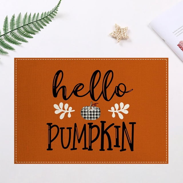 Feltree Thanksgiving Printed Placemat Fall Design Insulation Mat for Kitchen Dining Table Decor