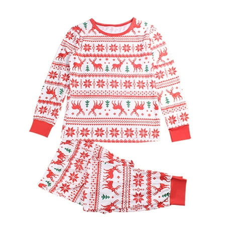 

ZZWXWB Long Pants For Women Parent-Child Warm Christmas Set Printed Home Wear Pajamas Two-Piece Mom Set Red Xl