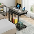 thumbnail image 3 of Tribesigns Small Mobile Computer Desk, Portable Adjustable Height Desk with Power Outlets and Storage Shelves for Home Office, Grey, 3 of 10