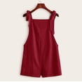 thumbnail image 5 of REORIAFEE Women's Fashion Overalls Square Collar Sleeveless Romper Solid Color Suspenders Dress Romper for Women Cotton Linen Double Pocket Bib Jumpsuit Loose Suspender Jumpsuit Wine XL, 5 of 6
