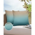 thumbnail image 6 of Pack of 2 Outdoor Pillow Covers, Teal Green and Brown Gradient Waterproof Square Throw Pillowcase Cushion Decorative Pillow Covers for Couch Patio Tent, 20x20 in, 6 of 6