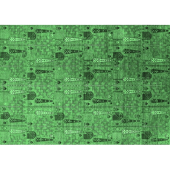 Ahgly Company Indoor Rectangle Oriental Emerald Green Industrial Area Rugs, 5' x 8'