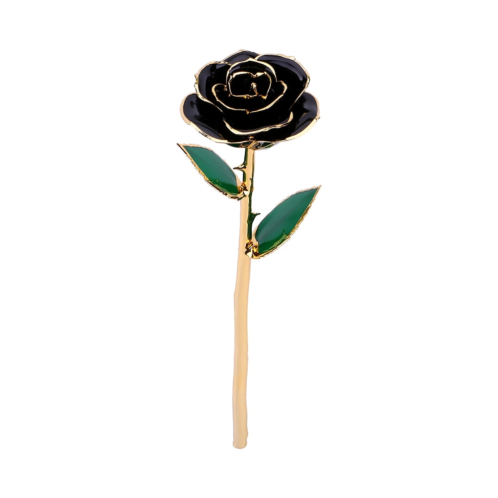 24K Gold Crystal Rose Dipped Flower Real Stem Romance Valentine's Day Girls Love 