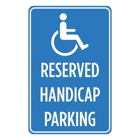 Aluminum Poster - Reserved Handicap Parking Blue White Print Poster Business Car Lot Notice Sign - Aluminum Metal