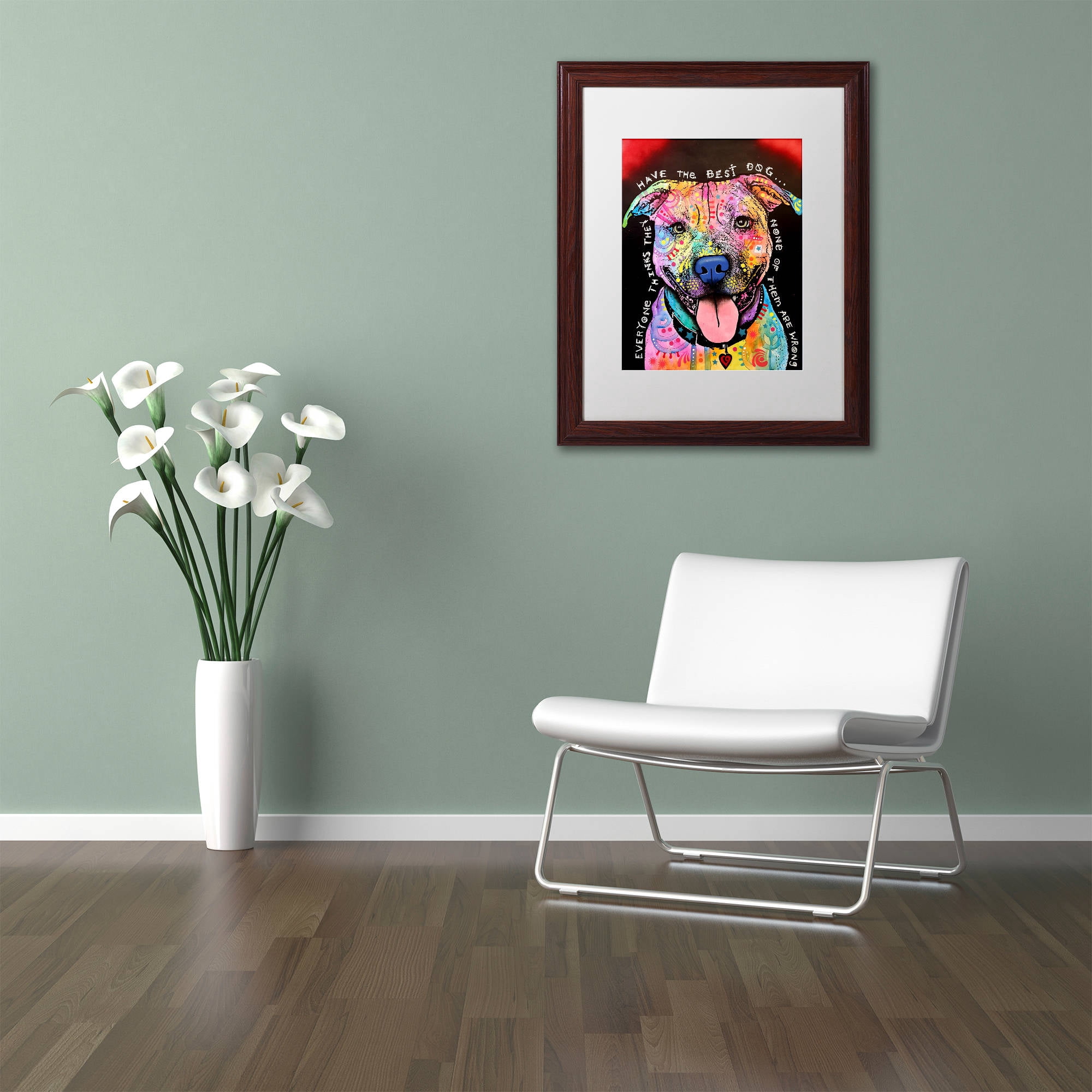 Trademark Fine Art "Best Dog" Canvas Art by Dean Russo, White Matte, Wood Frame