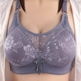 thumbnail image 4 of Nylon None Underwire Bras, Gray Women Large Size Underwire Bra, Plus Size No Steel Bra Thin Cotton Jacquard Push Up Underwear for Womens, 42C, 4 of 6