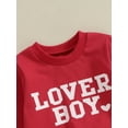 thumbnail image 5 of Baby Toddler Boy Valentine’s Day Outfits 6 12 18 24 Months 2T 3T Long Sleeve Sweatshirt + Solid Color Trousers Set Toddler Clothes, 5 of 9