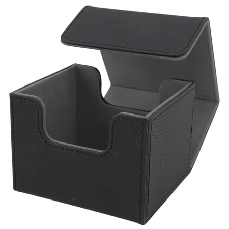 Riousery Premium Trading Card Storage Box Multipurpose Large Capacity Flip Side Insert PU Leather Magnetic Closure Deck Case Organizer, 4.33 inches / 11 cm, Black Outside and Gray Inside