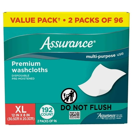 Assurance Premium Disposable Washcloth Wipes, XL (192 Count)