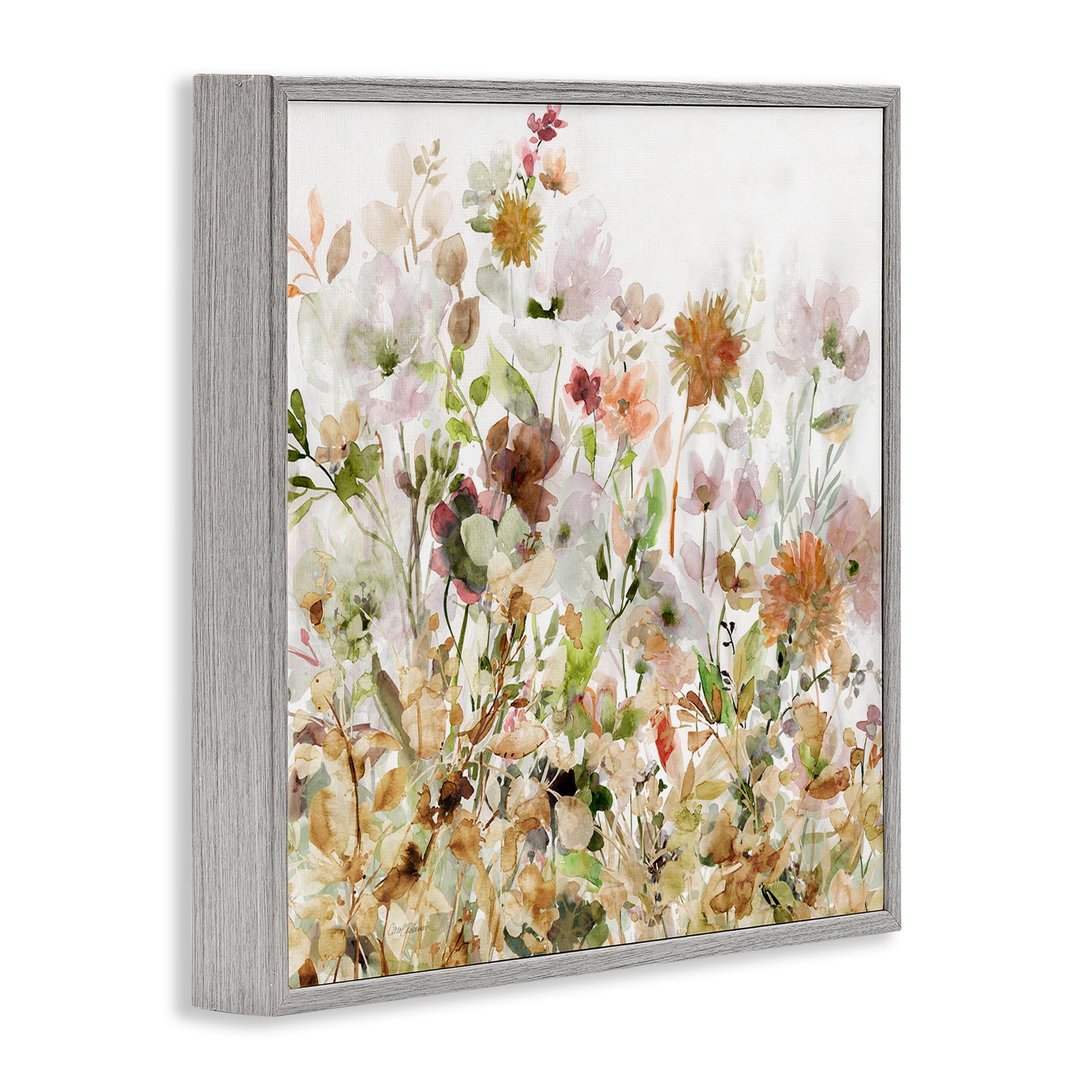 Stupell Industries Mixed Garden Florals Botanical & Floral Painting Gray Framed Art Print Wall Art, 12 x 12