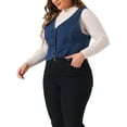 thumbnail image 4 of Agnes Orinda Women's Plus Size Denim Vest Sleeveless V Neck Button Down Casual Jean Waistcoat Jacket 1X Blue, 4 of 6