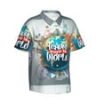 thumbnail image 2 of Daiia Travel Around The World Hawaiian Shirt for Men Gentle Cotton Regular Short Sleeve Casual-X-Large, 2 of 9