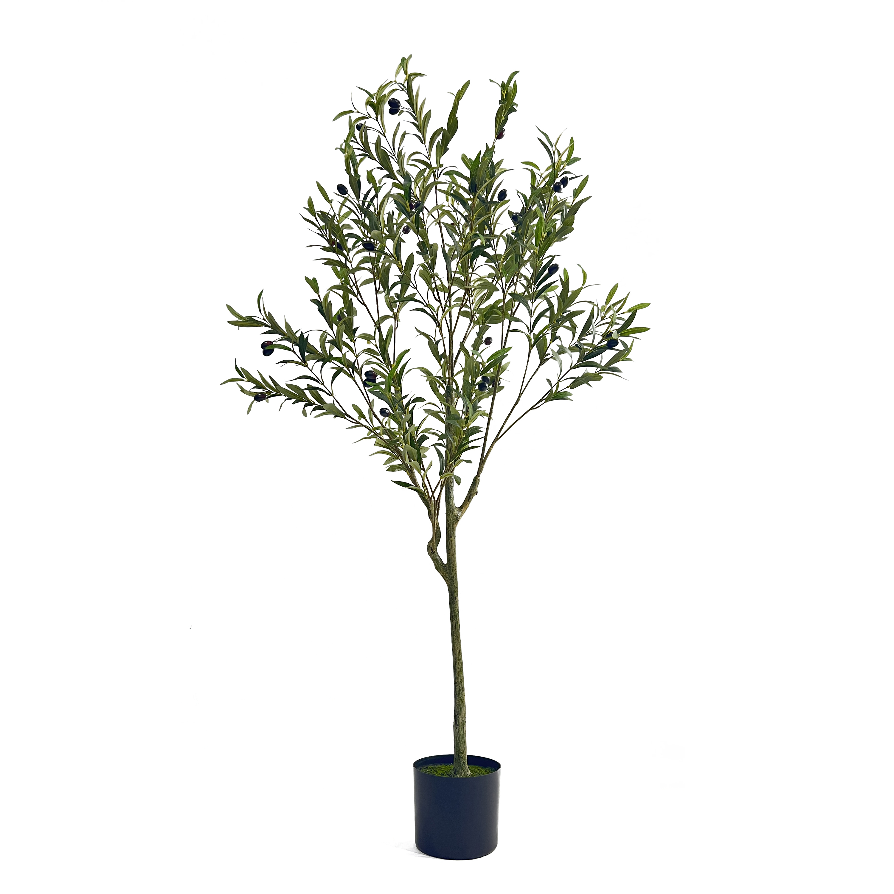 Euroco 4.9FT Artificial Olive Tree, 59" Tall Fake Potted Olive Silk Tree with Pot & Natural Trunk for Home Office Living Room Decor Indoor