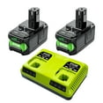 thumbnail image 1 of 18V 6.0Ah Li-ion Recargable 2 Pzas Batería + Cargador Dual, Herramienta Eléctrica Inalámbrica Ryobi ONE+ BPL1820 P108 P109 P106, 1 of 10