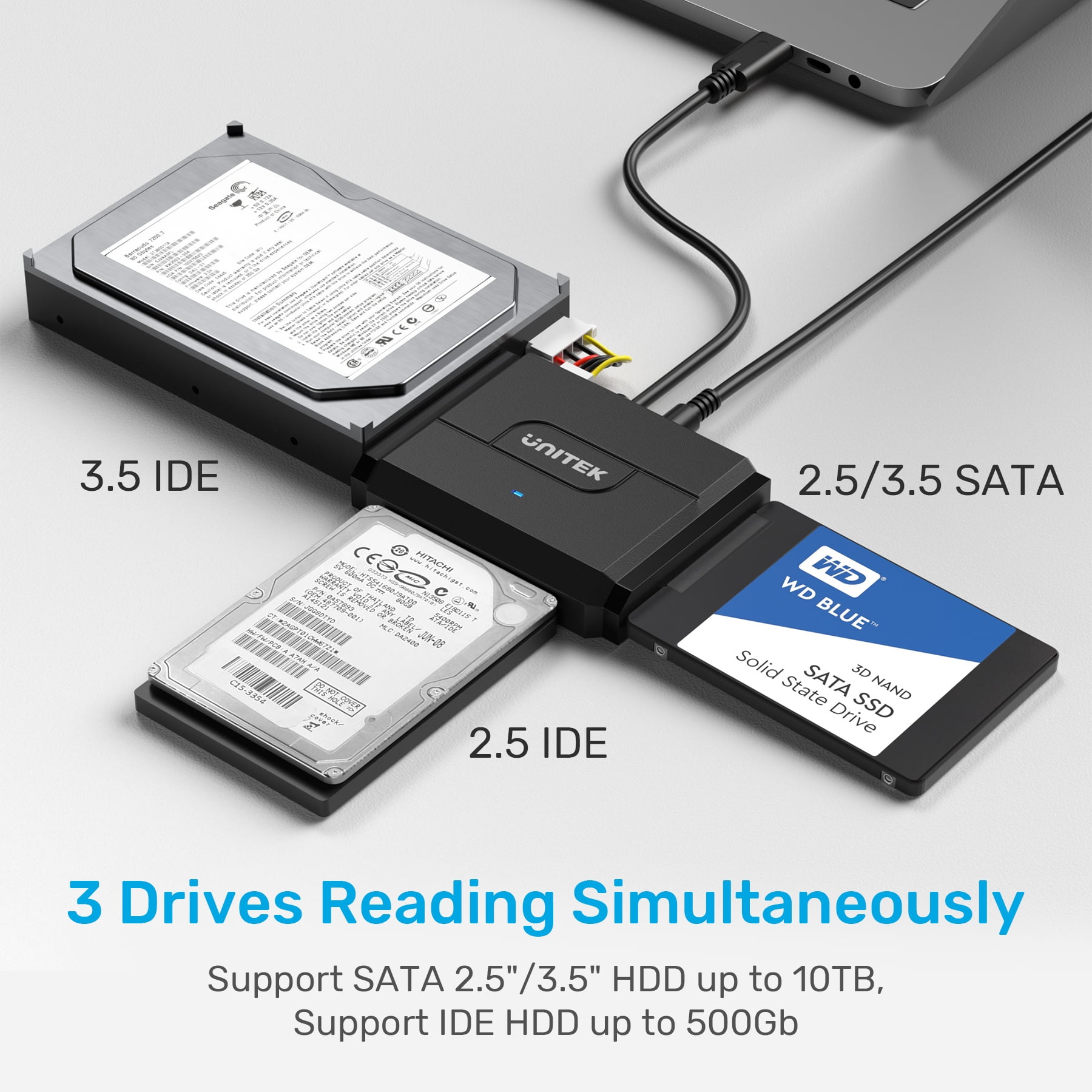 UNITEK IDE/SATA to USB C 3.0 Adapter, Universal IDE Hard Drive Little