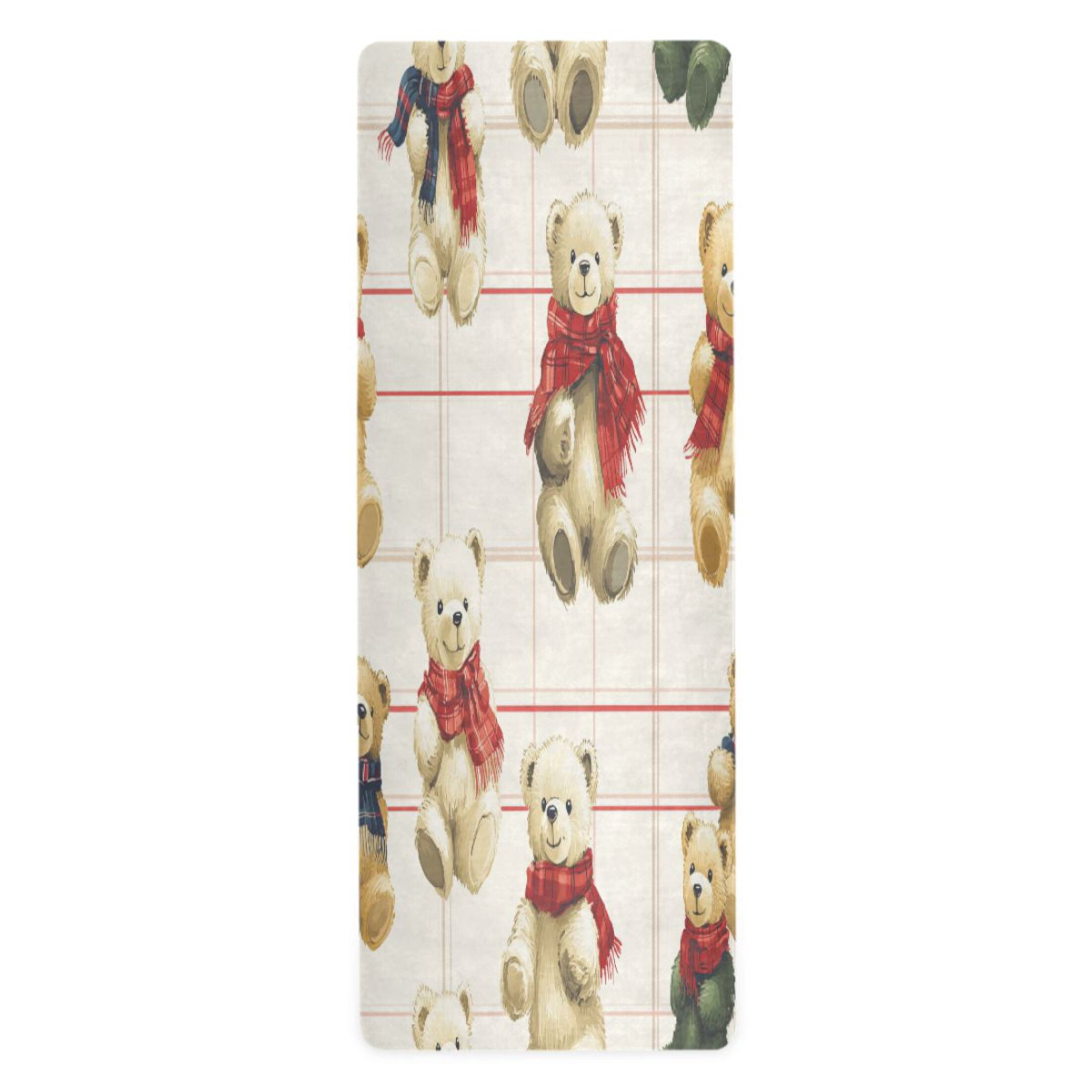 BZSMCE Yoga Mat Women Comfy Bears on Checkered Canvas Fitness Mat