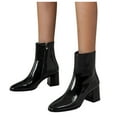 thumbnail image 4 of NECHOLOGY Botas Mujer Adulto Femenino Zapatos Botines mujer Botas de tacón con cremallera en el tobillo para mujer de talla grande de cuero a la botas de mujer gruesas laterales (Black, 8.5), 4 of 7