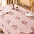 thumbnail image 2 of Pink Floral Rectangle Tablecloth Vintage Shabby Chic Flower Table Cloth Spring Table Cover Waterproof for Dinner Kitchen Picnic, Pink, 60x84 Inches, 2 of 6