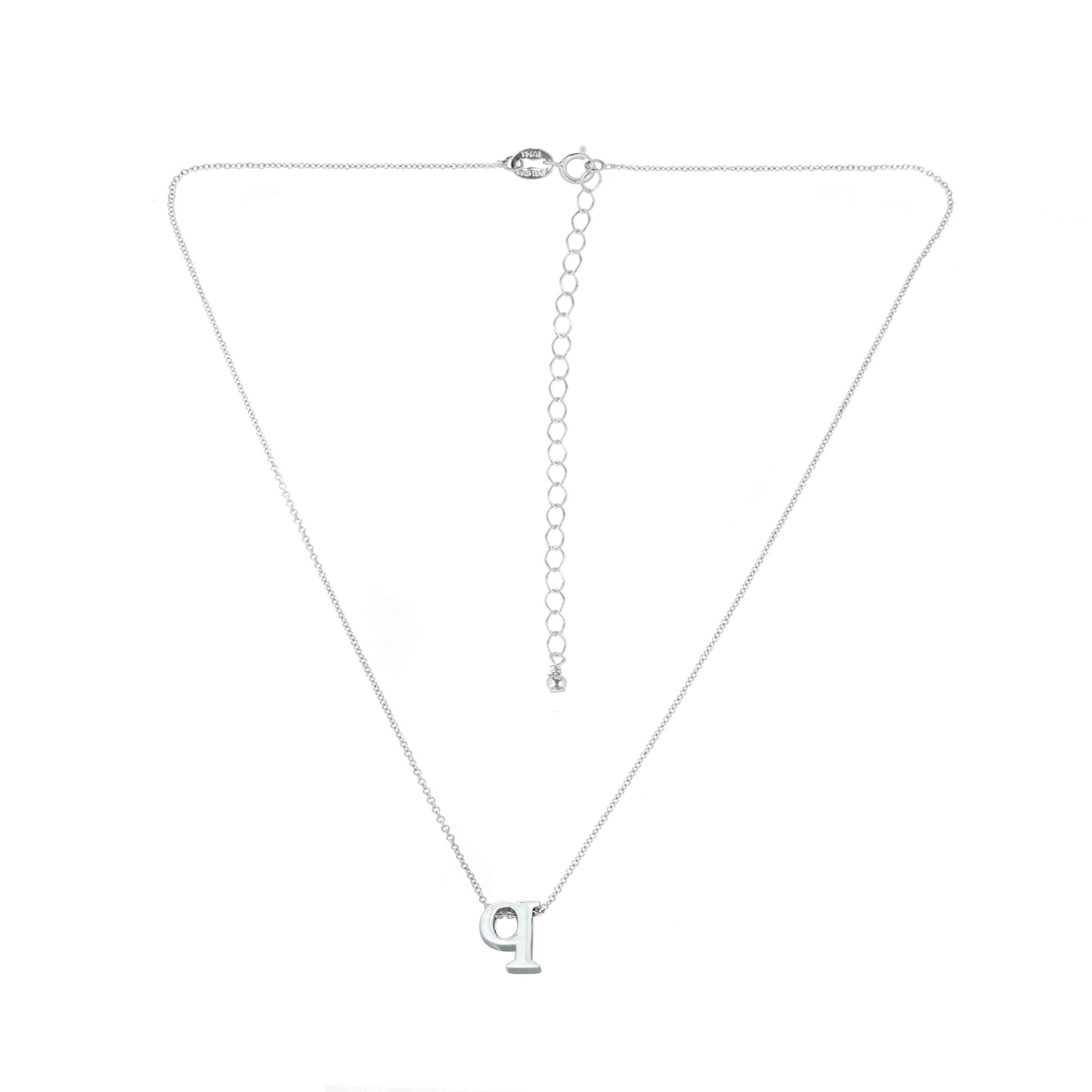 N Letter Initial Alphabet 925 Silver Necklace, 15 inches with Extender
