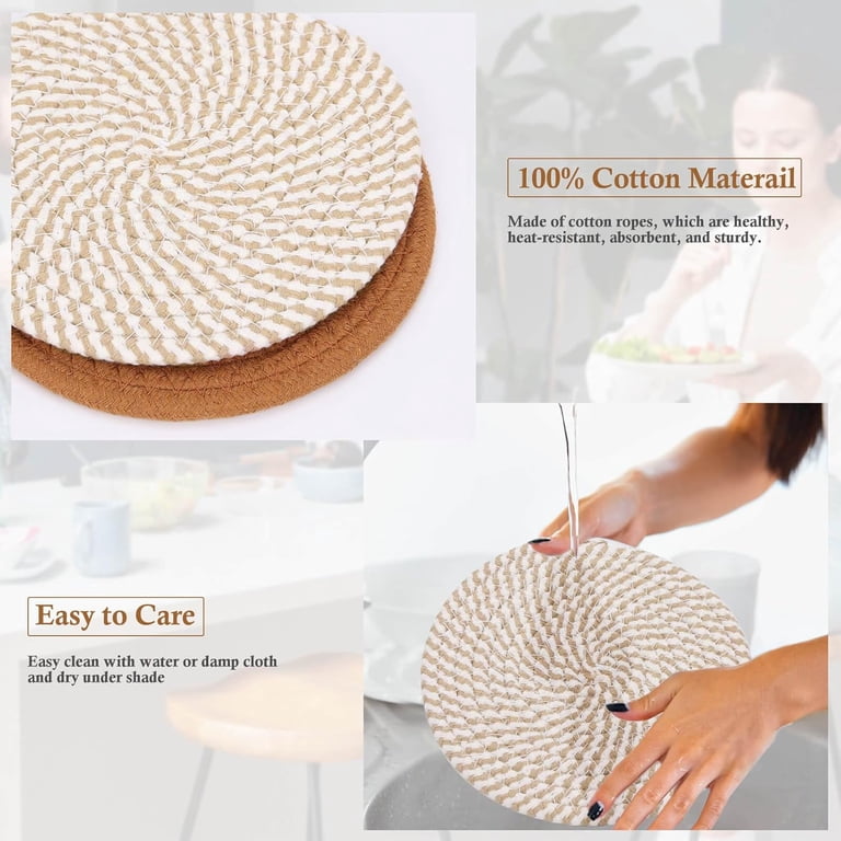 BEVTEE Cotton Trivet Set, 6-Pack Round Hot Pads photo 6
