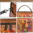 thumbnail image 3 of Genuine Leather Satchel Bag for Women, Retro Deer Head Embossing Crossbody Shoulder Bags Handbag Purses, 3 of 7