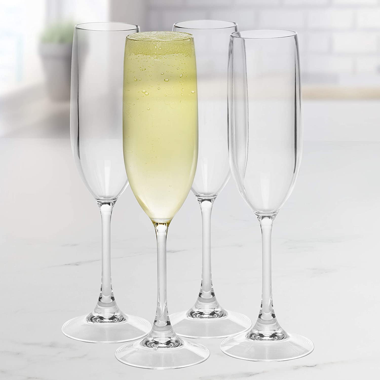 Tritan Champagne Flutes with Bride and Groom — WARSAW CUT GLASS