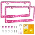 thumbnail image 1 of Marco de matrícula FIISFIIS Bling de acero inoxidable x2 rosa, 1 of 1