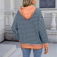 thumbnail image 4 of Penkiiy Women's Hooded Pullover Long Sleeve Casual Top | Fall Winter Striped Loungewear Essential | Soft Stretchy Fabric (Perfect Home/Office Wear) XL Gray, 4 of 8