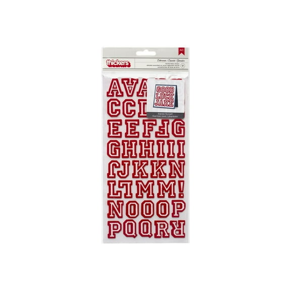 American Crafts Chipboard Alphabet Stickers-Letterman-Crimson Glitter, 91/Pkg