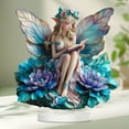 thumbnail image 2 of Fairy Garden Statue Decor,Butterfly Flower Elf Reading Book Statue Ornaments,Acrylic 2D Fairy Tabletop Decoration,Home Festival Party Decor, 2 of 7