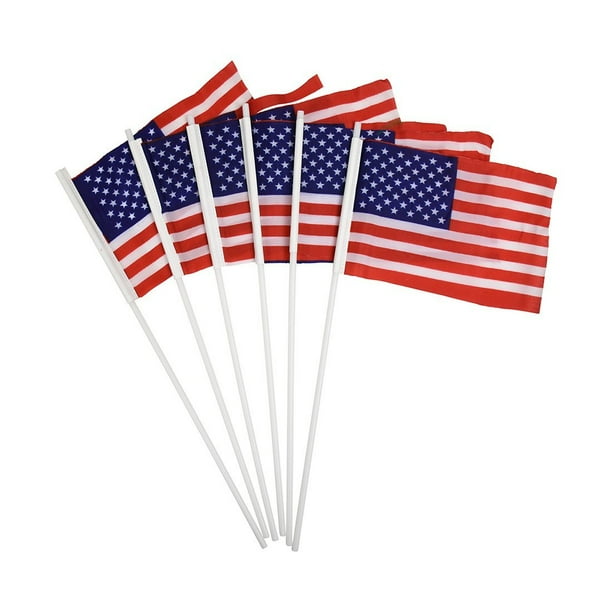 American Flag on Stick Set of 6 USA Flags