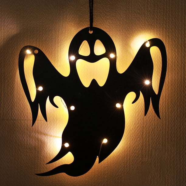 Lámpara colgante de Halloween Decoración de luces góticas de madera para fiesta de club (fantasma)