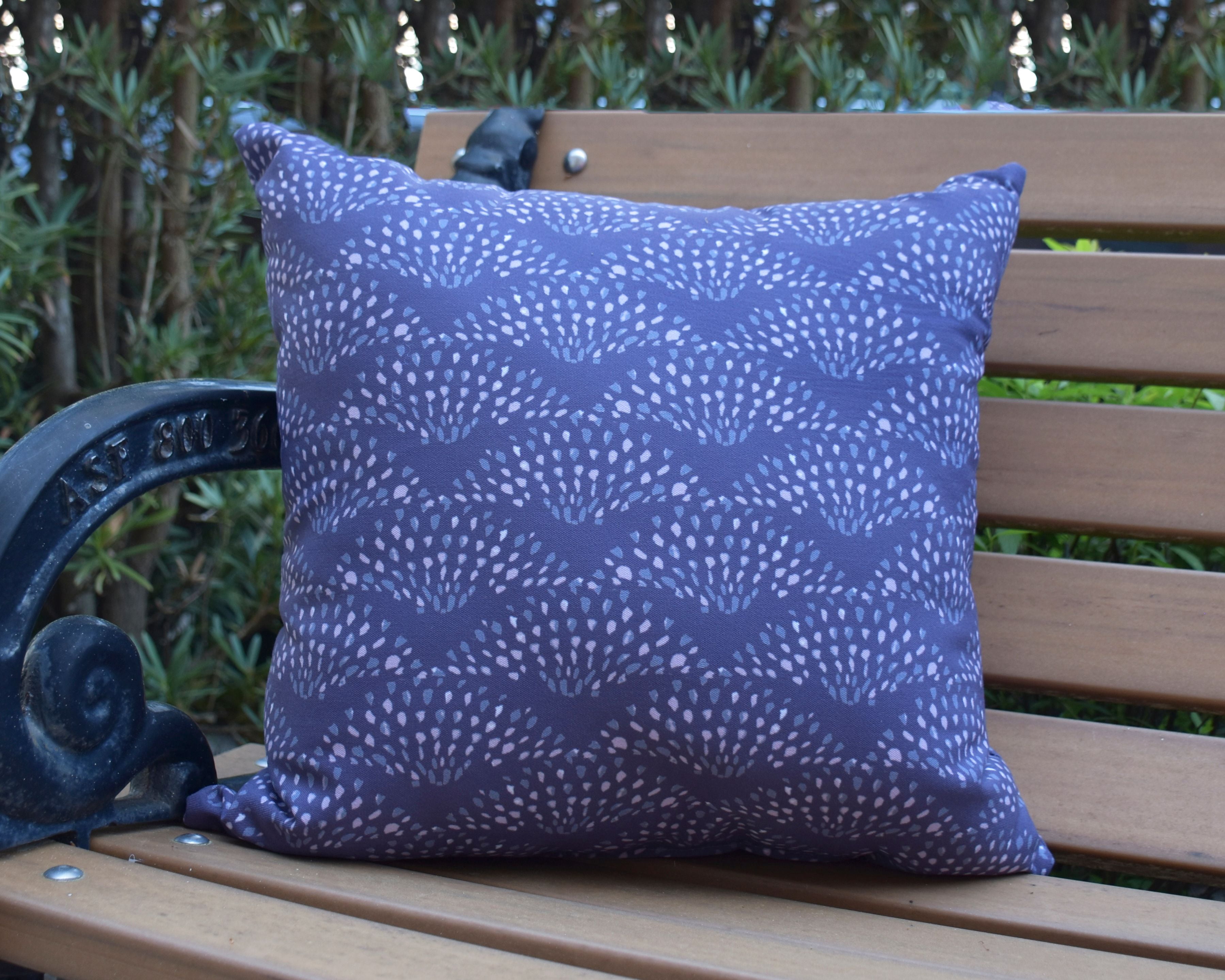 Simply Daisy, 16" x 16" Fan Dance Purple Geometric Print Decorative Outdoor Throw Pillow