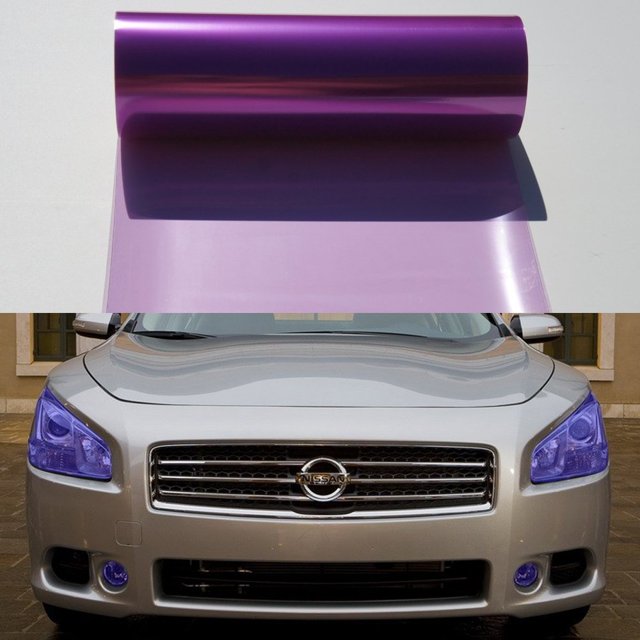 Película autoadhesiva de vinilo tintado para faros delanteros, luces traseras, luces antiniebla, 12 por 48 pulgadas (12 x 48 morado)