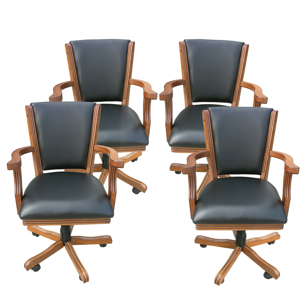 Hathaway Kingston Oak Poker Table Arm Chair Set of 4