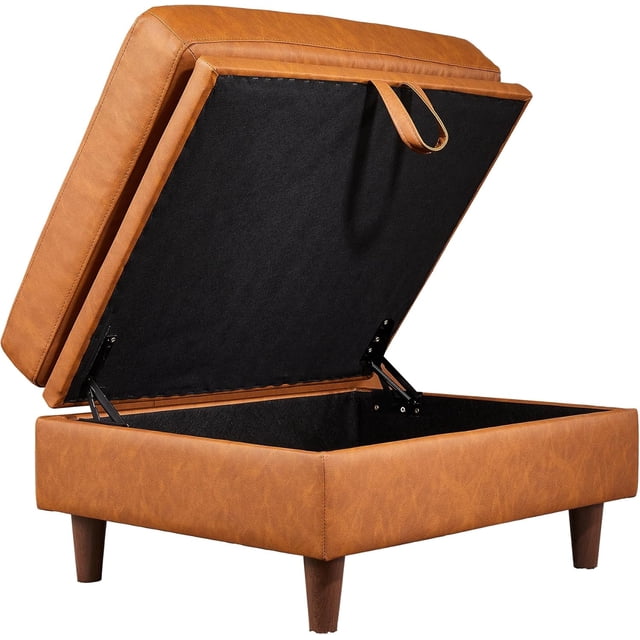 Bingirl Module d'Ottoman de Rangement pour Sofa Sectionnel Modulaire Module d'Ottoman Carré pour Sofa Sectionnel-Lit Brun