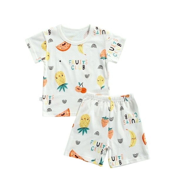 Kmbangi Vêtements de Loisirs pour Tout-Petits Manches Courtes Col Rond Hauts Shorts